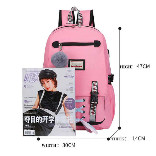 Casual School Bags For Girls Women Backpacks Fashion School Backpack USB Charging Schoolbag Backpack Child Kids Bag Mochila Y0721