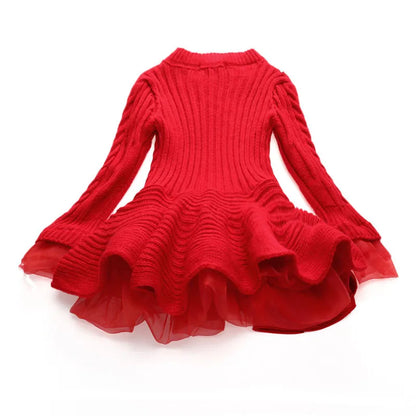 Boutique Girls Clothes 2018 Newest Baby Girls Sweater Knitted Dress Long Sleeve Lace Jacquard Dresses Kids Cotton Warm Coat Outfits 7Colors