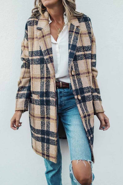 Xieyinshe Xieyinshe Plaid Contrast Windproof Coat