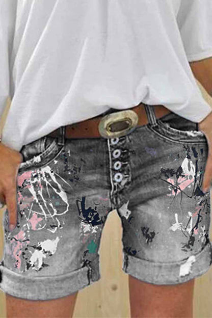 Xieyinshe  Washed Printed Casual Jeans