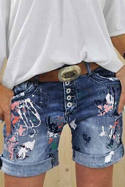 Xieyinshe  Washed Printed Casual Jeans