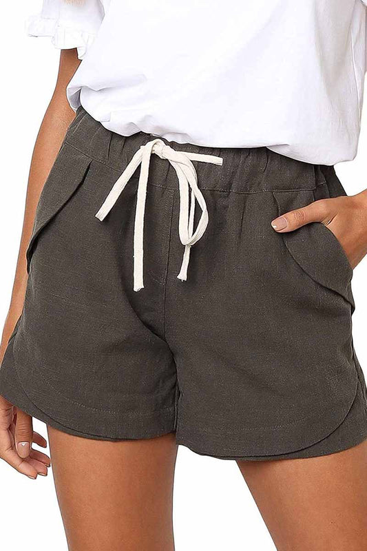 Xieyinshe  Adjustable Waist Cotton Casual Shorts