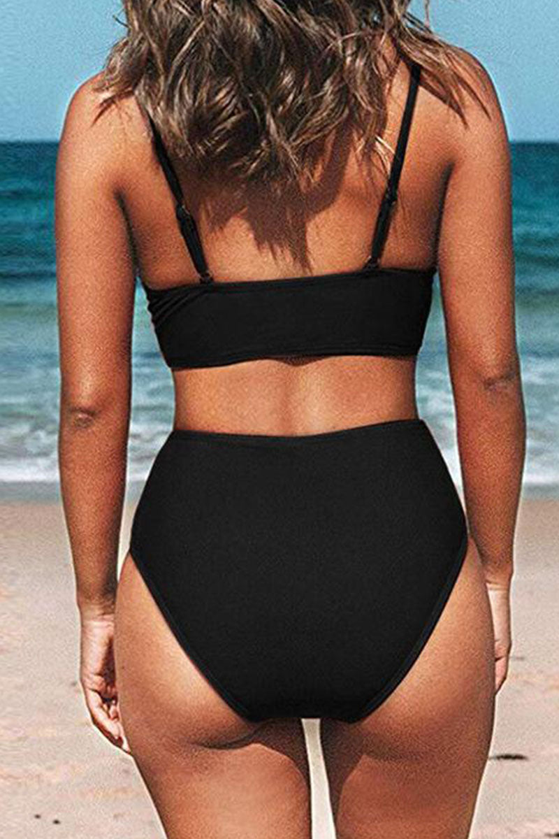 Xieyinshe Fashion Simplicity Solid Split Joint Swimwears