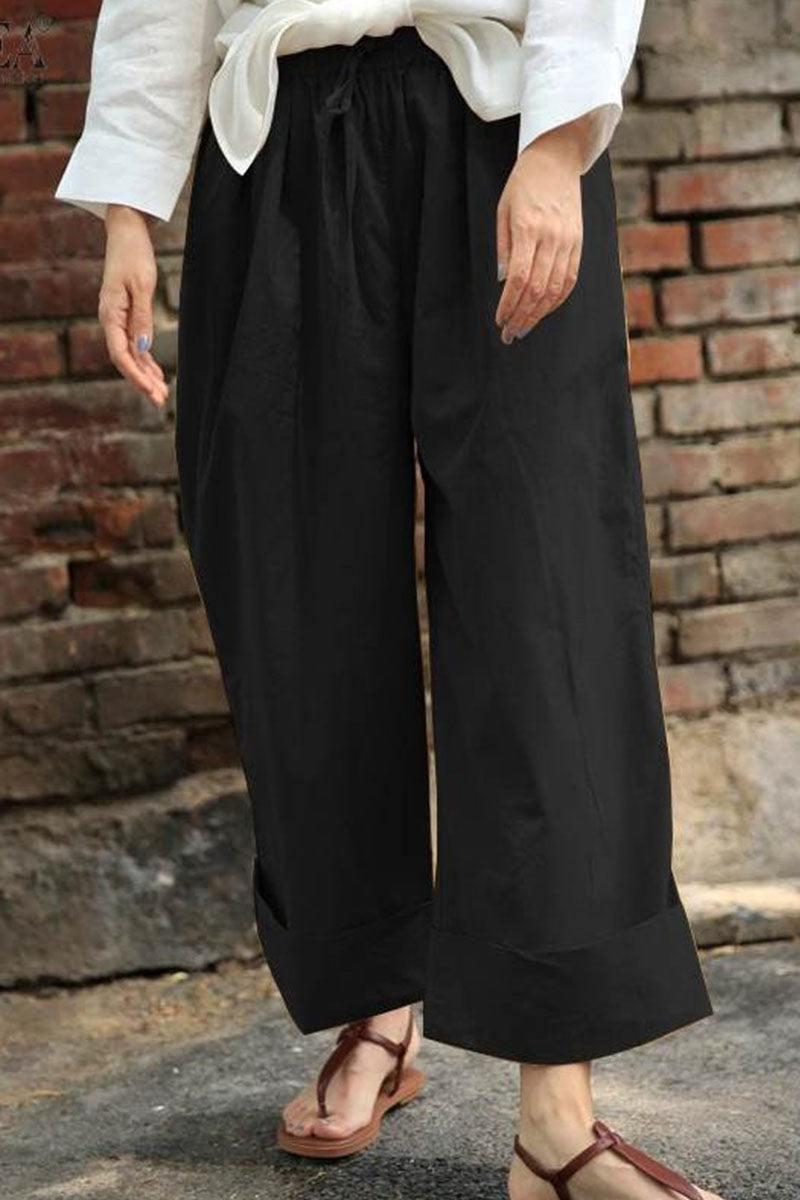 Xieyinshe Fashion Casual Solid Patchwork Loose High Waist Wide Leg Bottoms