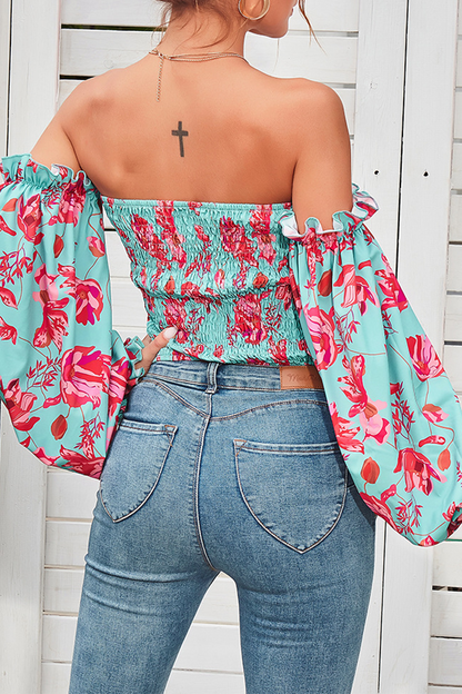 Xieyinshe Elegant Floral Patchwork Off the Shoulder Tops