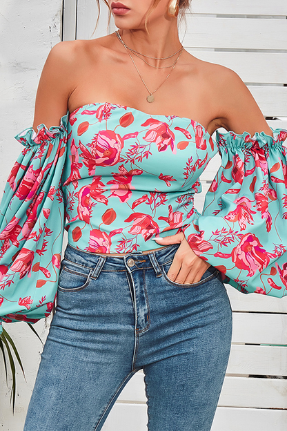 Xieyinshe Elegant Floral Patchwork Off the Shoulder Tops