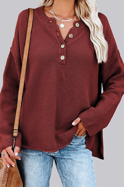 Casual Solid Split Joint O Neck Tops(7 Colors)