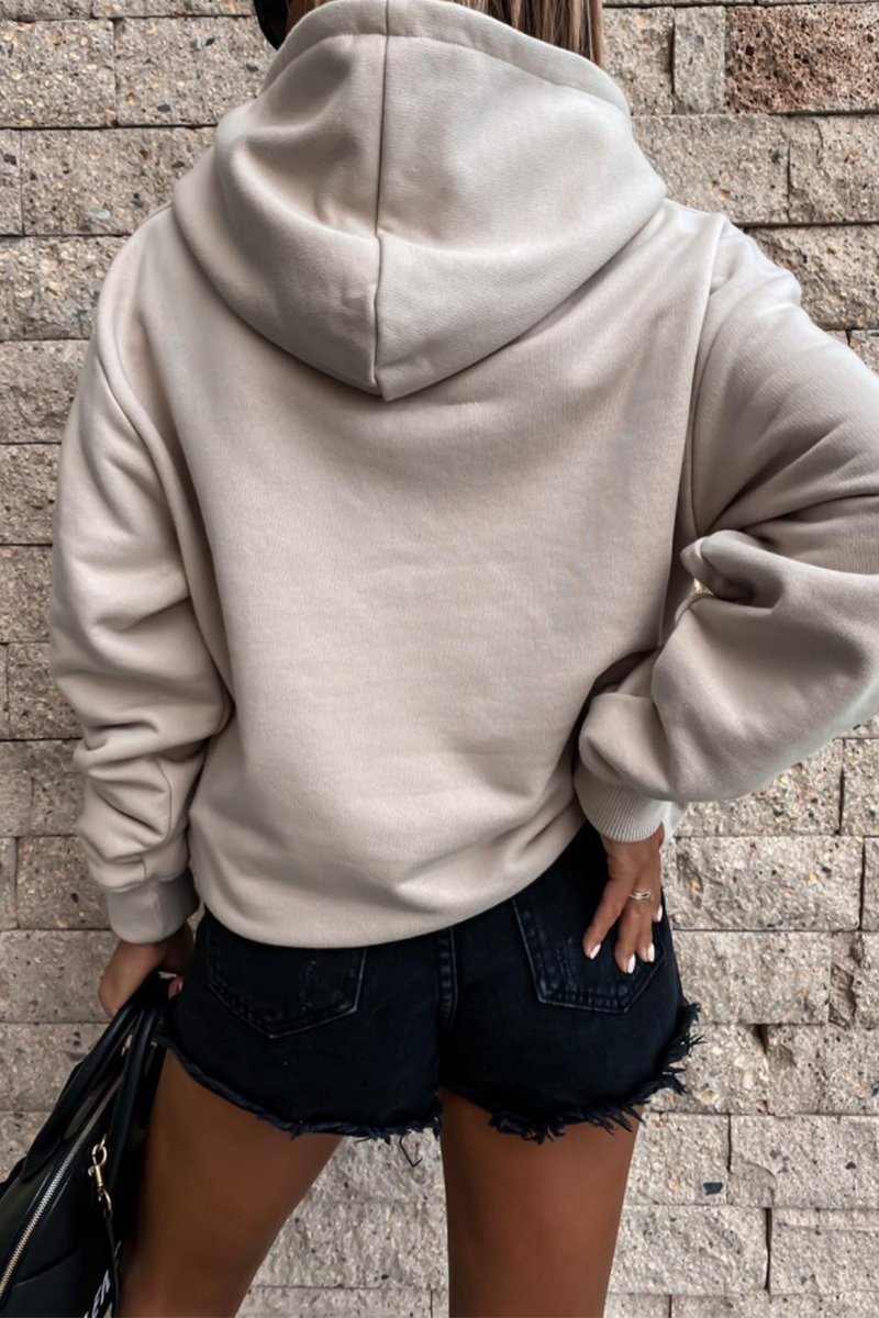 Casual Street Solid Pocket Hooded Collar Tops(4 Colors)