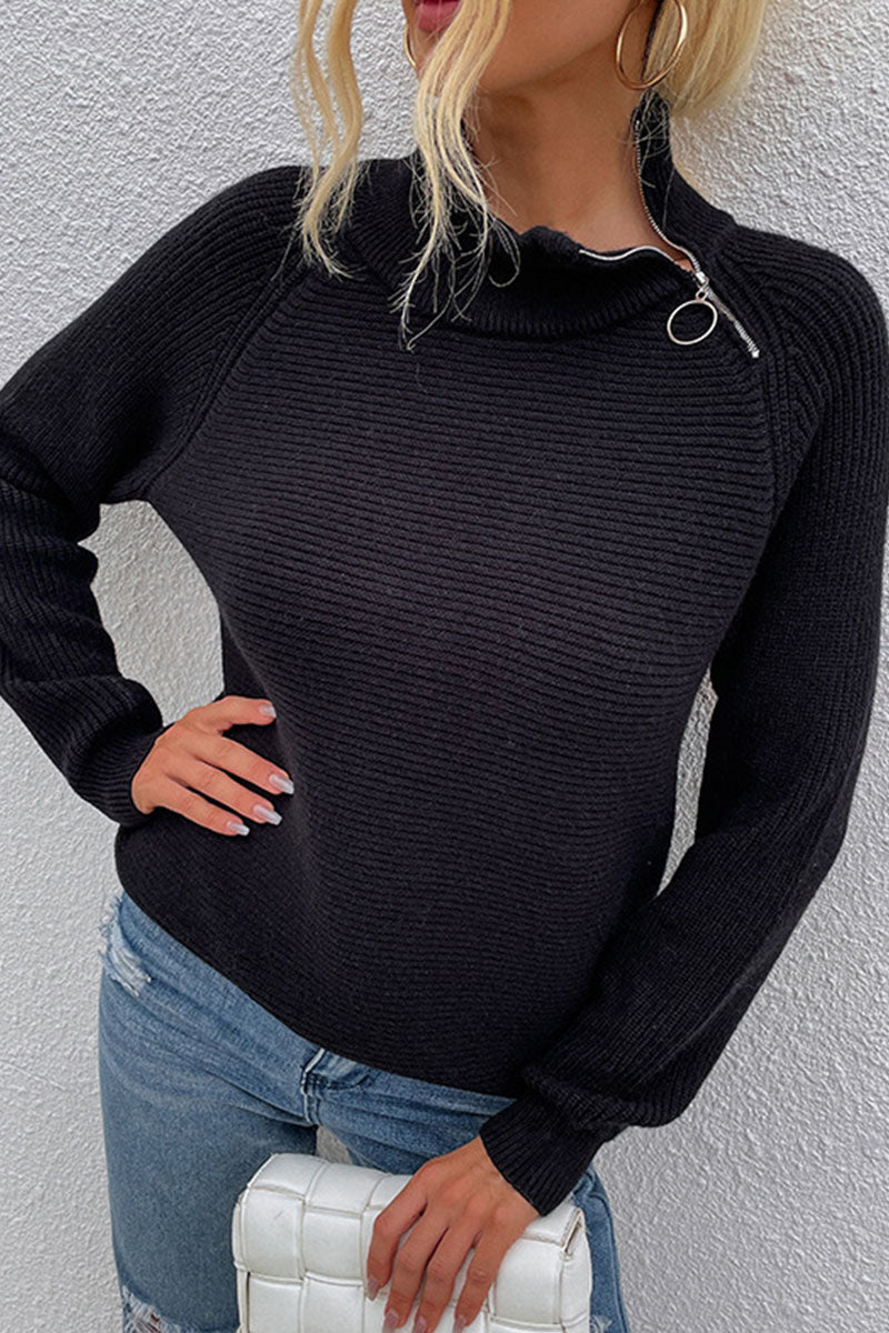 Xieyinshe Fashion Casual Solid Split Joint Turtleneck Tops