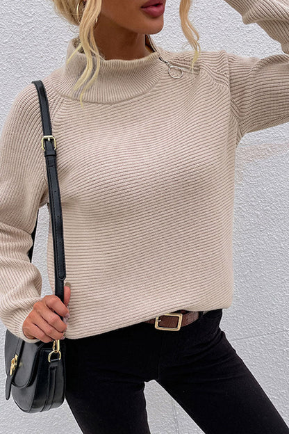 Xieyinshe Fashion Casual Solid Split Joint Turtleneck Tops