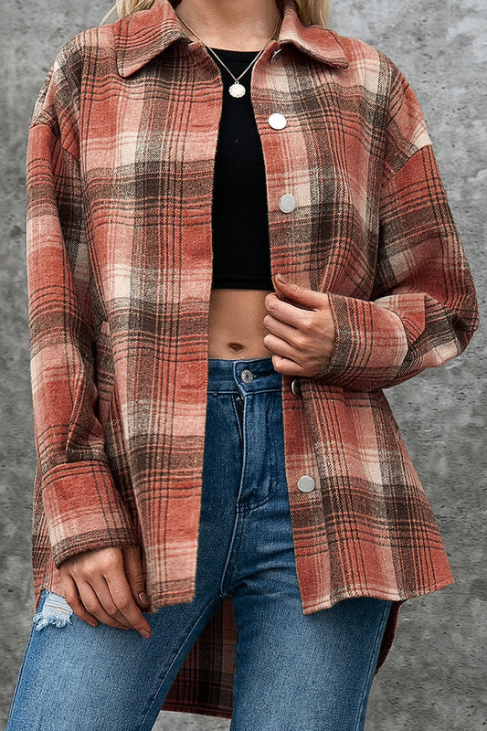 Xieyinshe Fashion Casual Plaid Split Joint Turndown Collar Outerwear