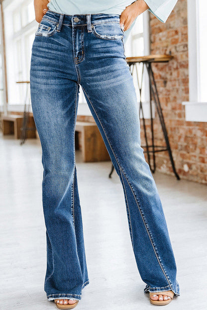 Xieyinshe Casual Patchwork Make Old Boot Cut Denim Jeans