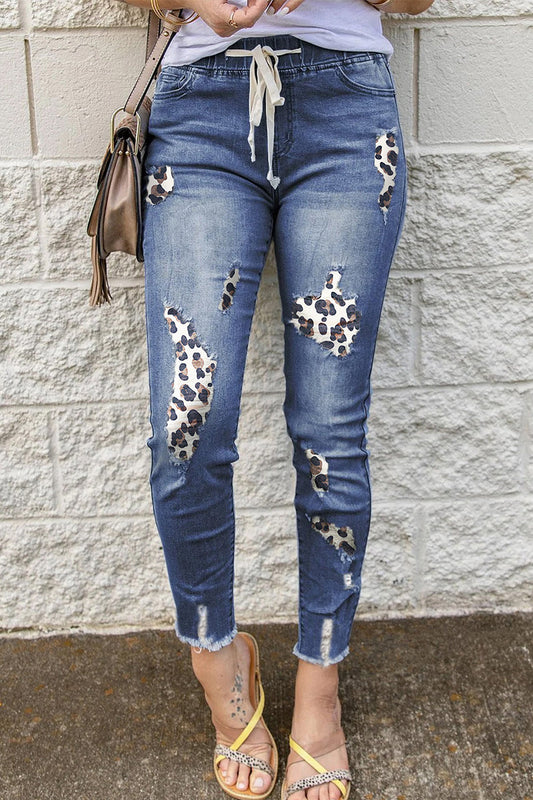 Xieyinshe Casual Patchwork Ripped Skinny Denim Jeans