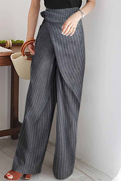 Xieyinshe Casual Striped Patchwork Loose High Waist Wide Leg Bottoms