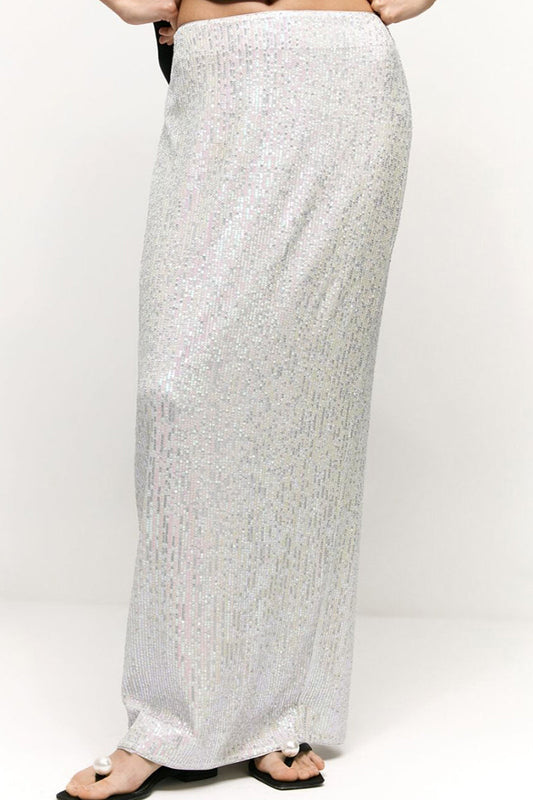 Xieyinshe Elegant Solid Sequins Straight Solid Color Bottoms