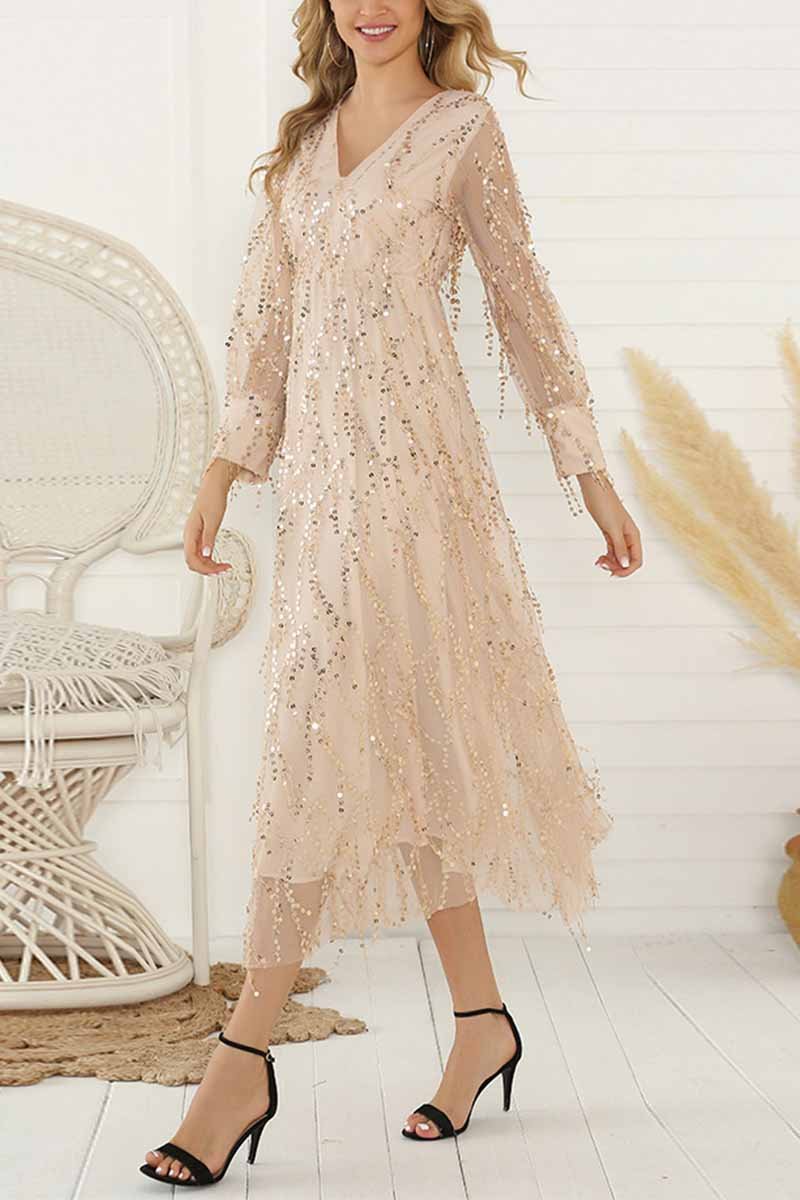 Xieyinshe Xieyinshe Fringed Sequin Reversible Dress