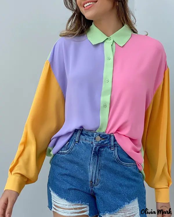 Xieyinshe - Button Front Long Sleeve Shirt