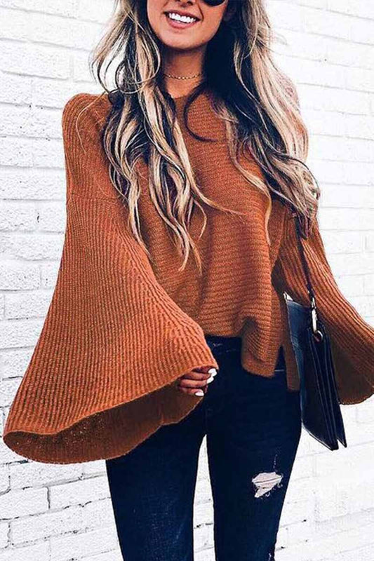 Xieyinshe Xieyinshe Fashion Wide Sleeve Knitted Sweater