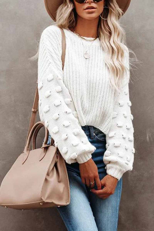 Xieyinshe Xieyinshe Cute Solid Color Knitted Crew Neck Sweater