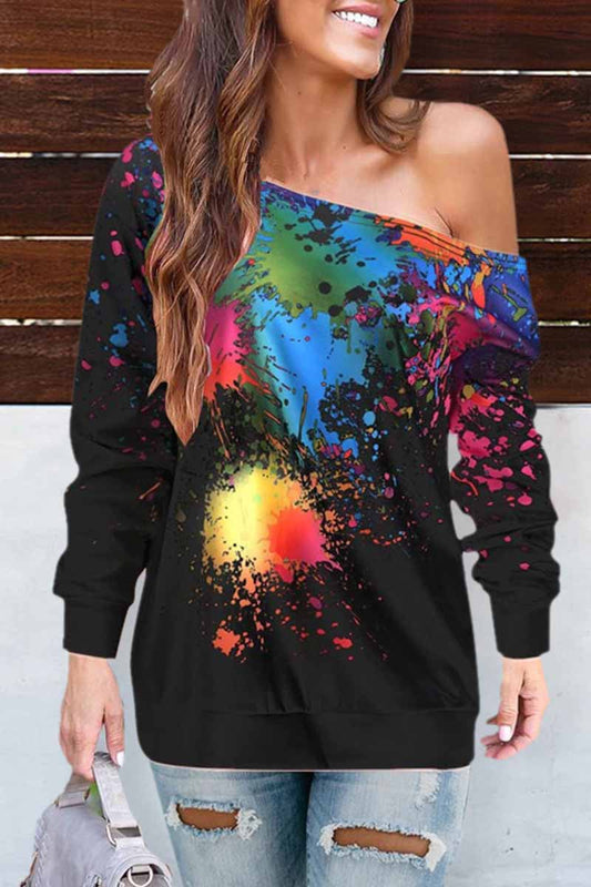 Xieyinshe Xieyinshe Off-shoulder Sexy Long Sleeve Top