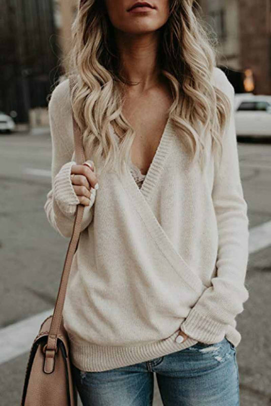 Xieyinshe Xieyinshe Deep V Neck Design Street Sweater(3 Colors)