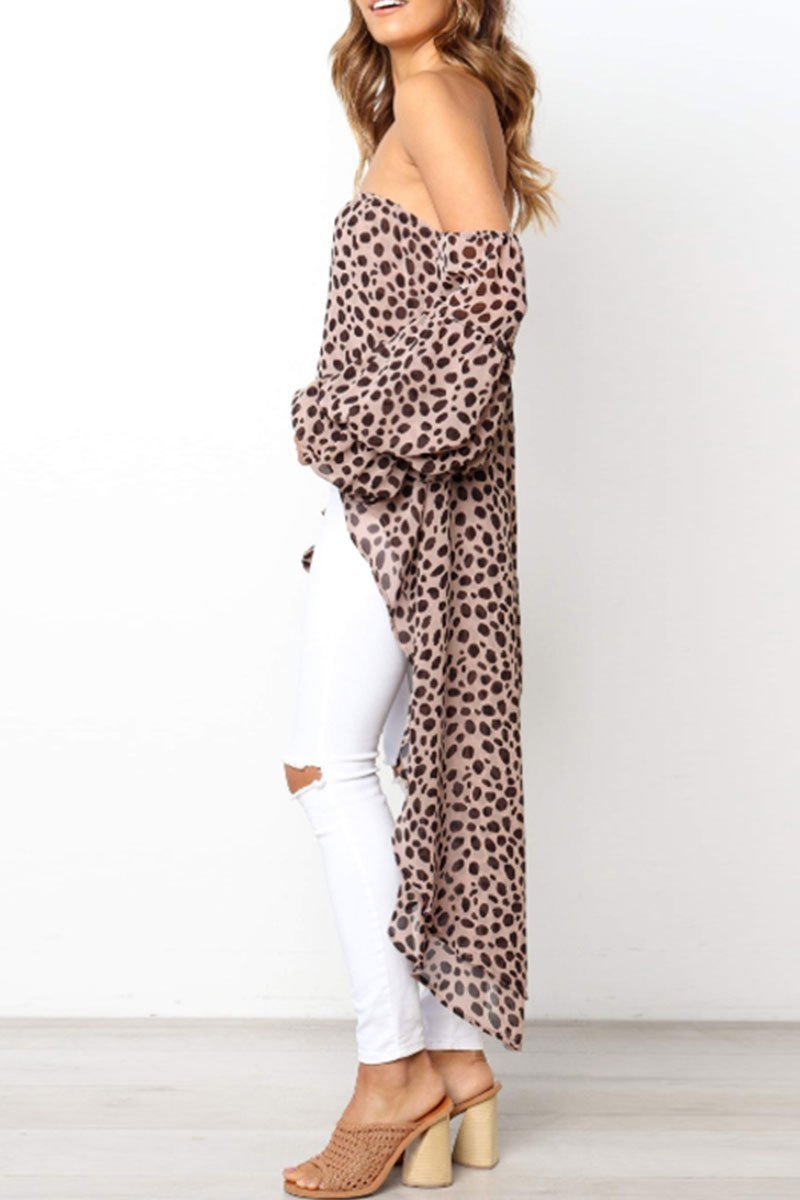 Xieyinshe Xieyinshe Off The Shoulder Leopard Printed Tops