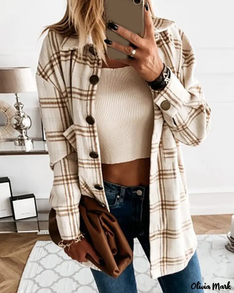 Xieyinshe - Plaid Long Sleeve Button Down Casual Shirt