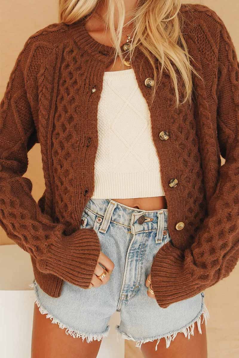 Xieyinshe Xieyinshe Vintage Knitted Cardigan Sweater