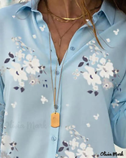 Xieyinshe - Floral Print Long Sleeve Casual Shirt