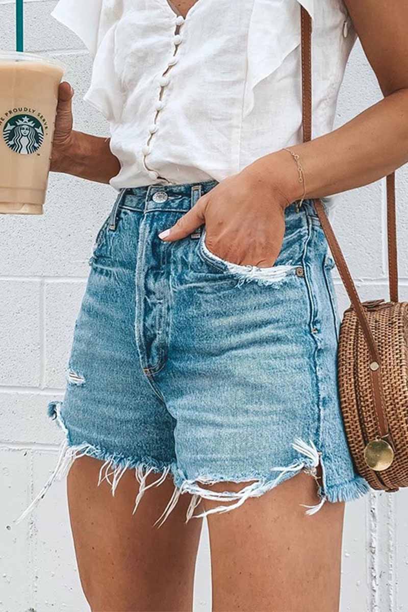 Xieyinshe Xieyinshe Casual Bibbed Jeans Shorts