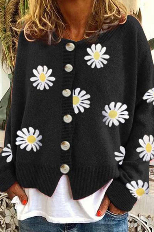 Xieyinshe Xieyinshe Casual Loose Daisy Cardigan