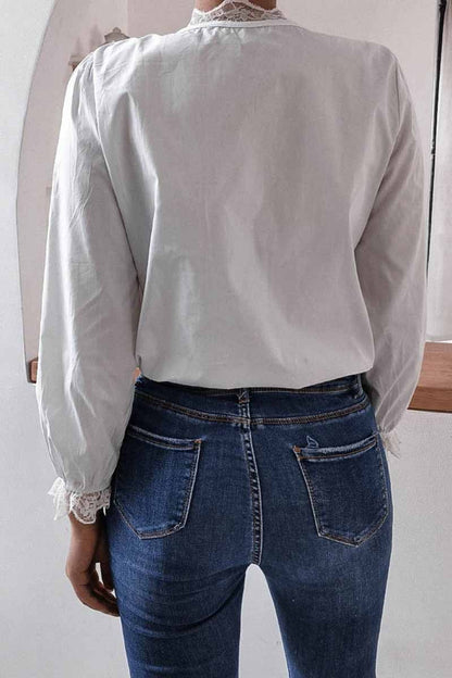 Long Sleeve Flared Sleeve Solid Color Shirt Tops