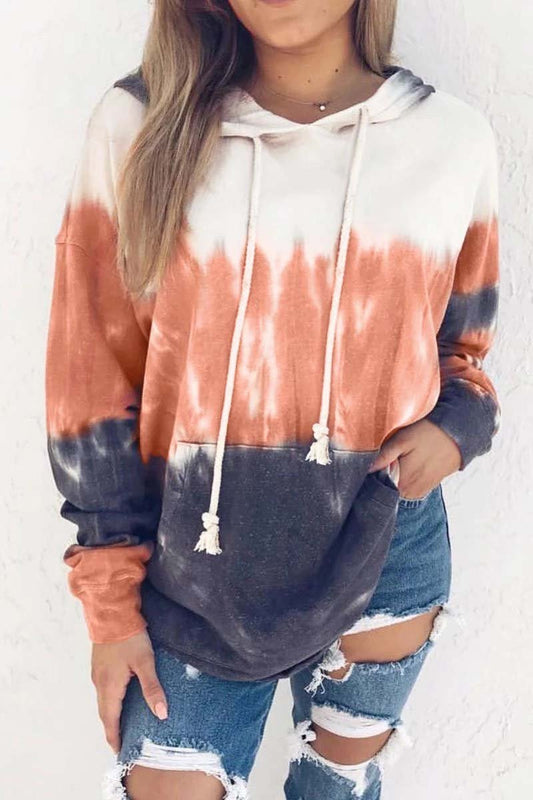 Xieyinshe Xieyinshe Hooded Collar Tie-Dye Print Hoodie(3 Colors)