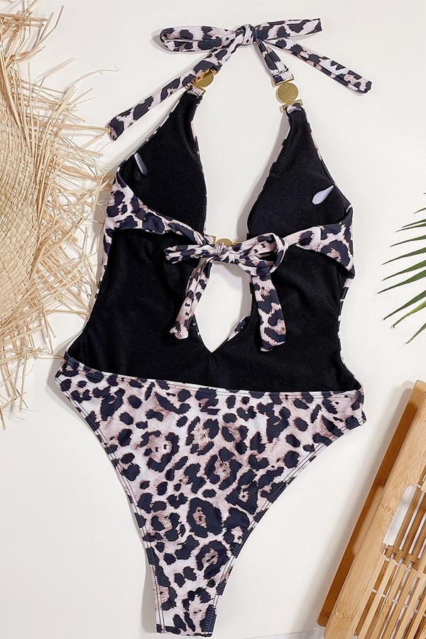 Xieyinshe Metallic Leopard Print One-Piece Swimsuit