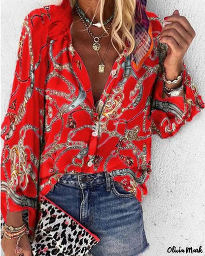 Xieyinshe - Chain Print Long Sleeve Shirt