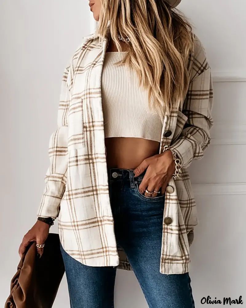 Xieyinshe - Plaid Long Sleeve Button Down Casual Shirt