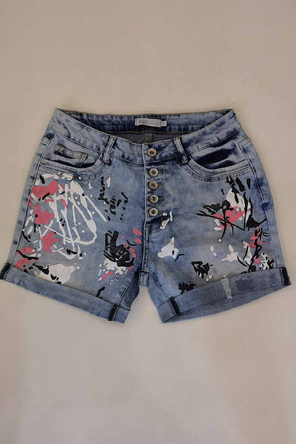 Xieyinshe  Washed Printed Casual Jeans