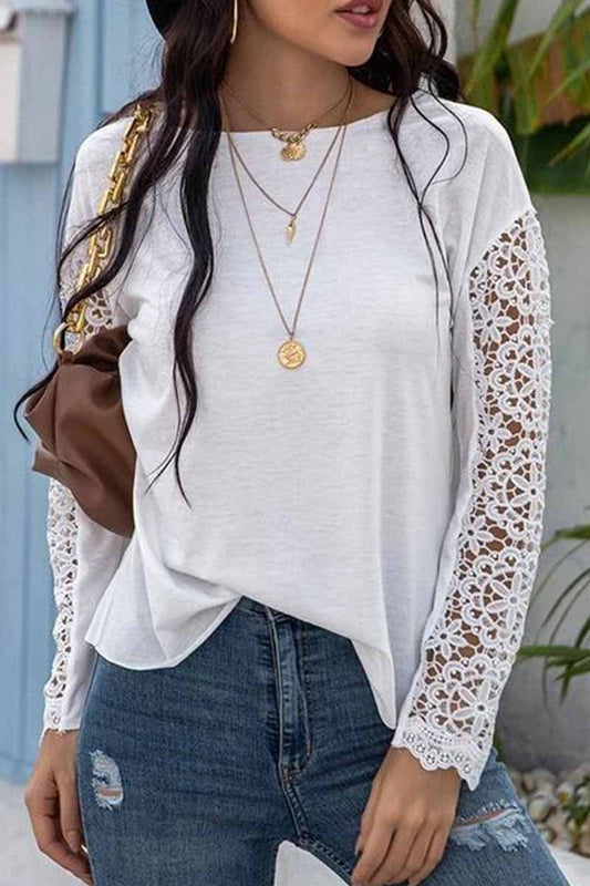 Lace Stitching Long Sleeve Bottoming Shirt Tops