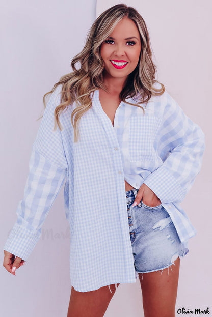 Xieyinshe - Mixed Checked Patchwork Long Sleeve Shirt