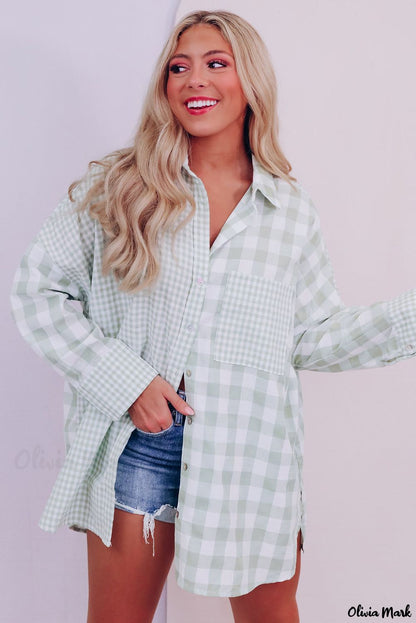 Xieyinshe - Mixed Checked Patchwork Long Sleeve Shirt