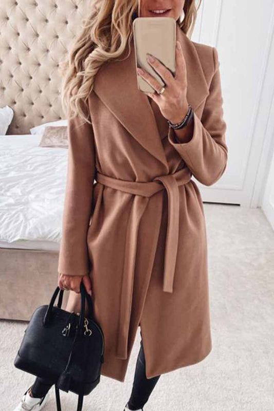 Xieyinshe Xieyinshe Lapel Solid Color Coat(3 Colors)