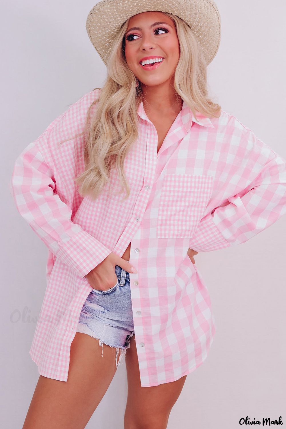 Xieyinshe - Mixed Checked Patchwork Long Sleeve Shirt