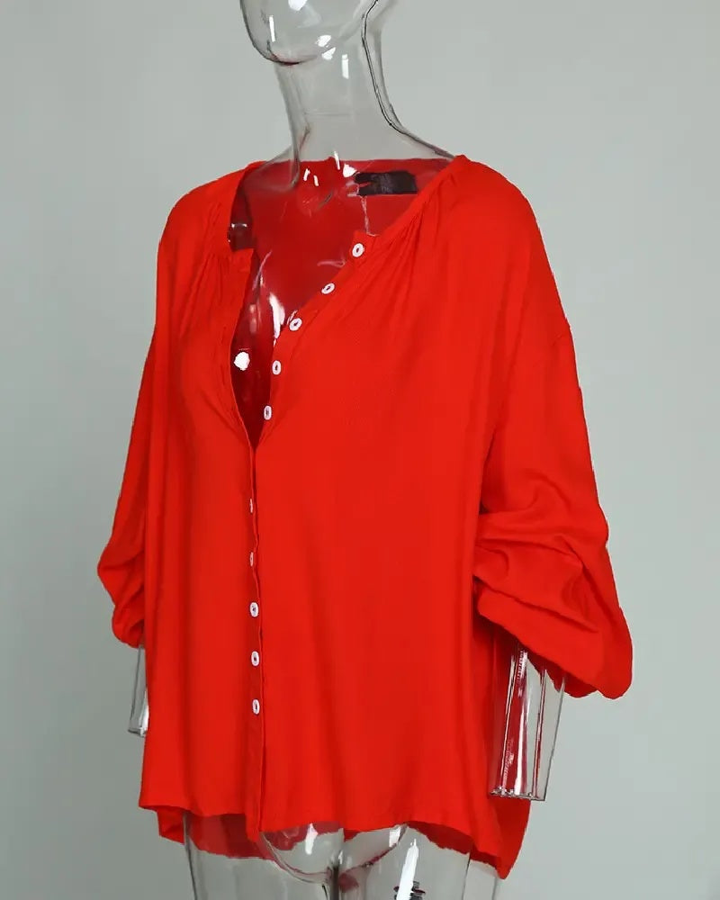 Xieyinshe - Casual Button Up Long Sleeve Shirt