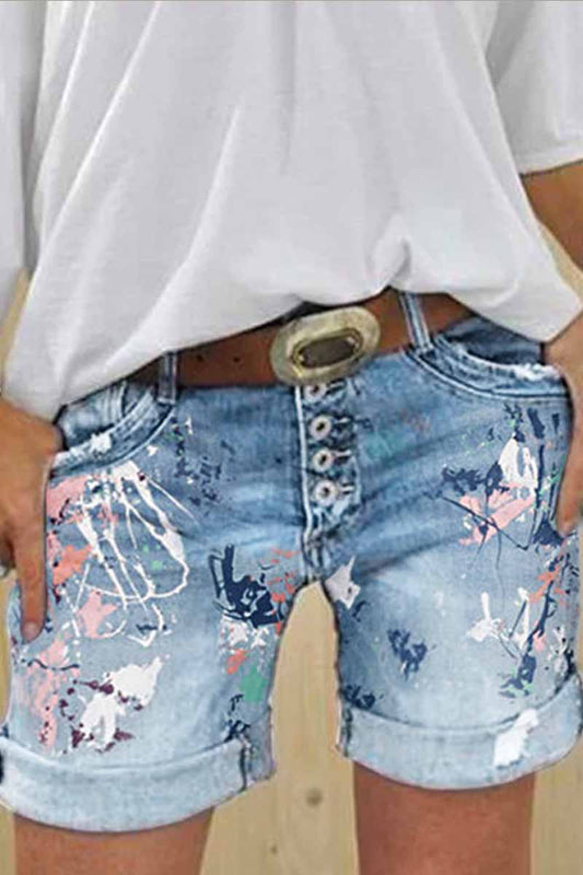 Xieyinshe  Washed Printed Casual Jeans