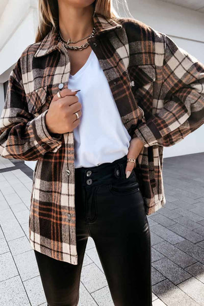 Xieyinshe Xieyinshe Casual Loose Retro Plaid Stitching Shirt Jacket（3 colors）