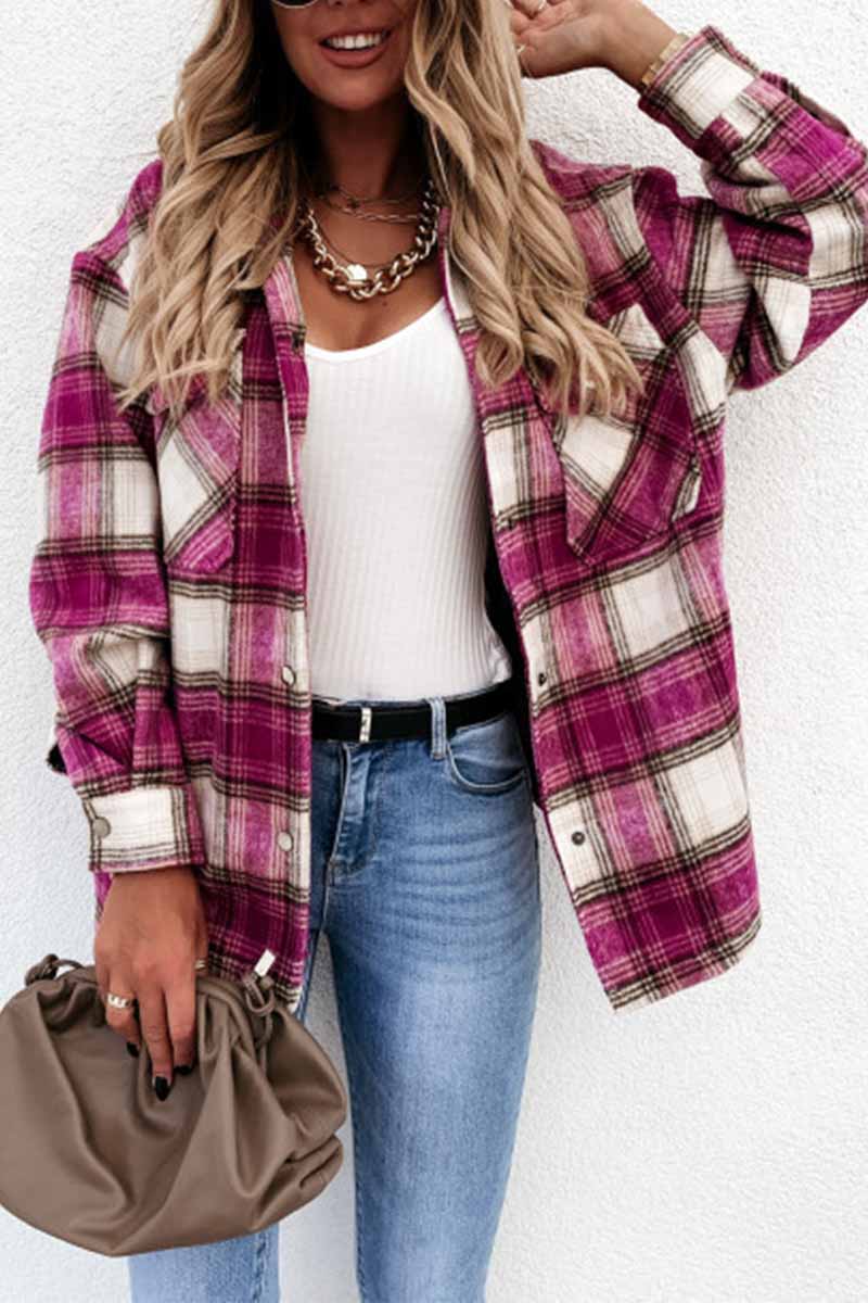 Xieyinshe Xieyinshe Casual Loose Retro Plaid Stitching Shirt Jacket（3 colors）