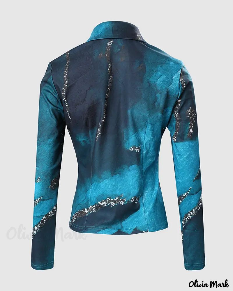 Xieyinshe - Marble Print Long Sleeve Button Down Shirt