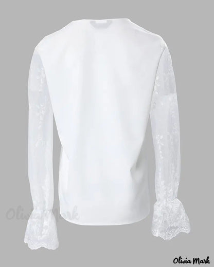 Xieyinshe - Christmas Snowman Print Contrast Lace Long Sleeve Top