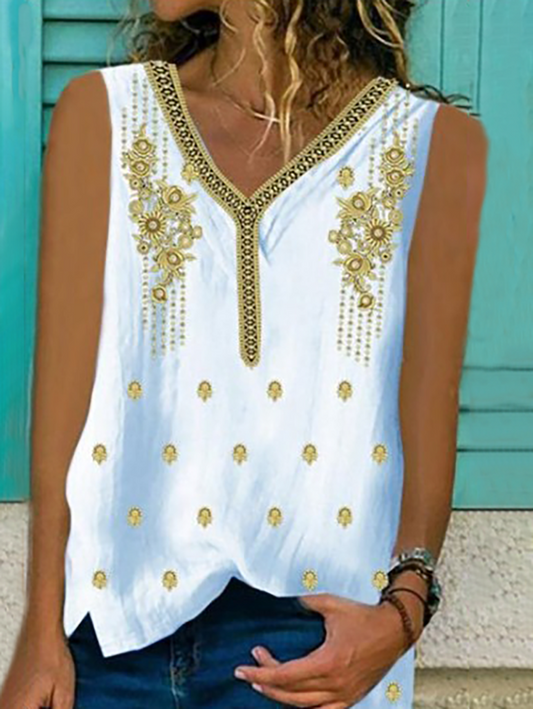 Plus size Boho Sleeveless Shirts & Tops