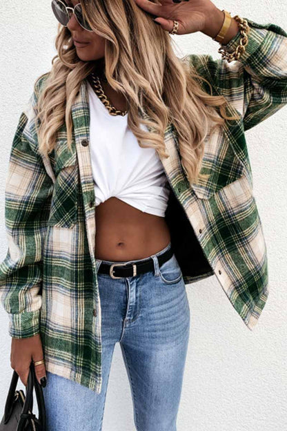 Xieyinshe Xieyinshe Casual Loose Retro Plaid Stitching Shirt Jacket（3 colors）